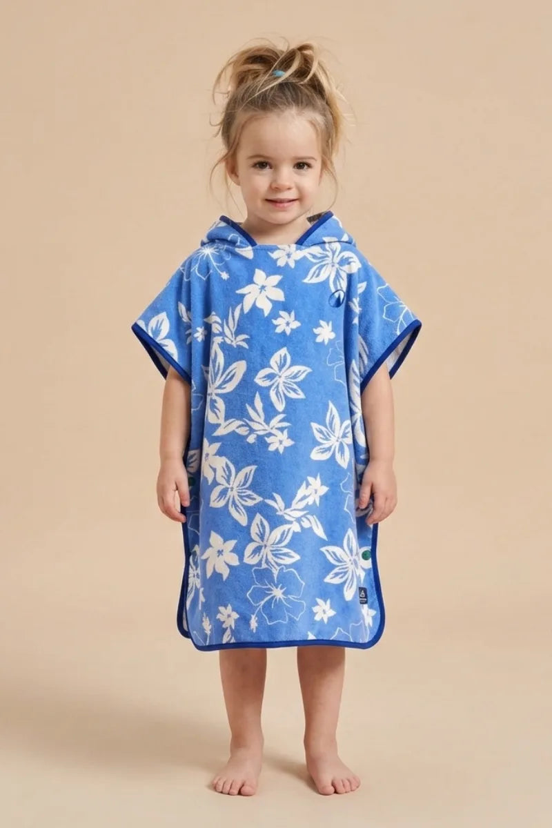 Kids Beach & Surf Hooded Poncho – Blue Biscus
