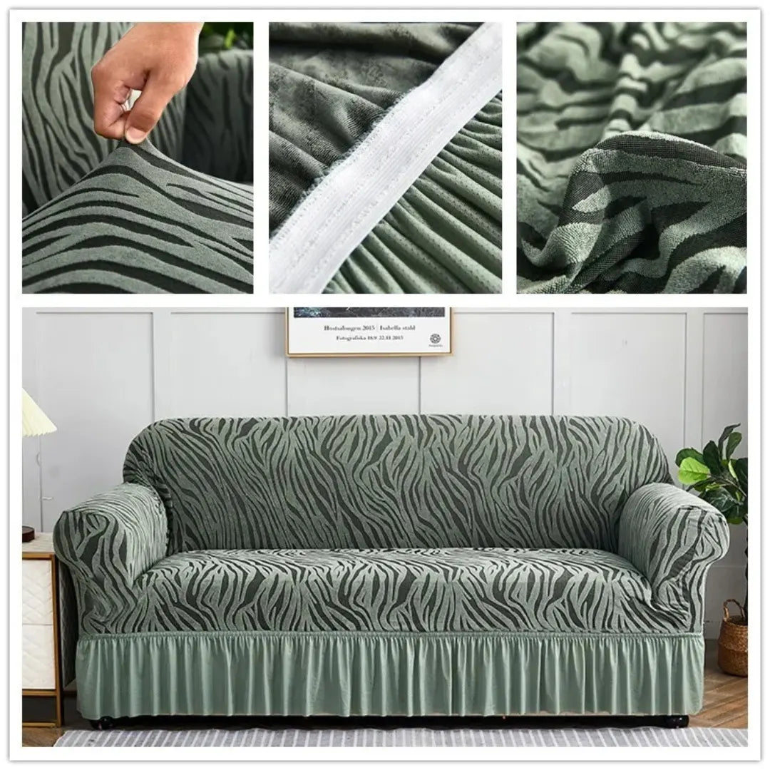 Zebra Stripe Gersey Sofa Covers (Green)