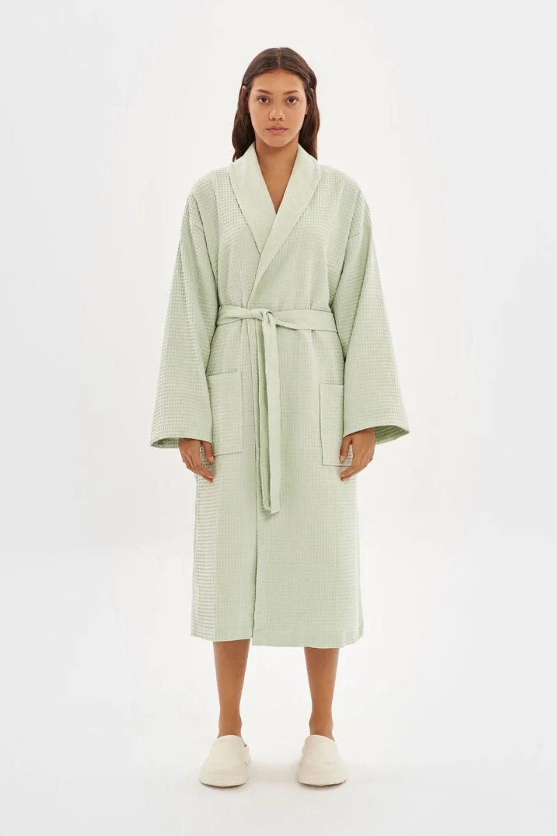 Luxurious 100% Pure Cotton Waffle Bathrobe – Soft, Absorbent & Breathable Comfort