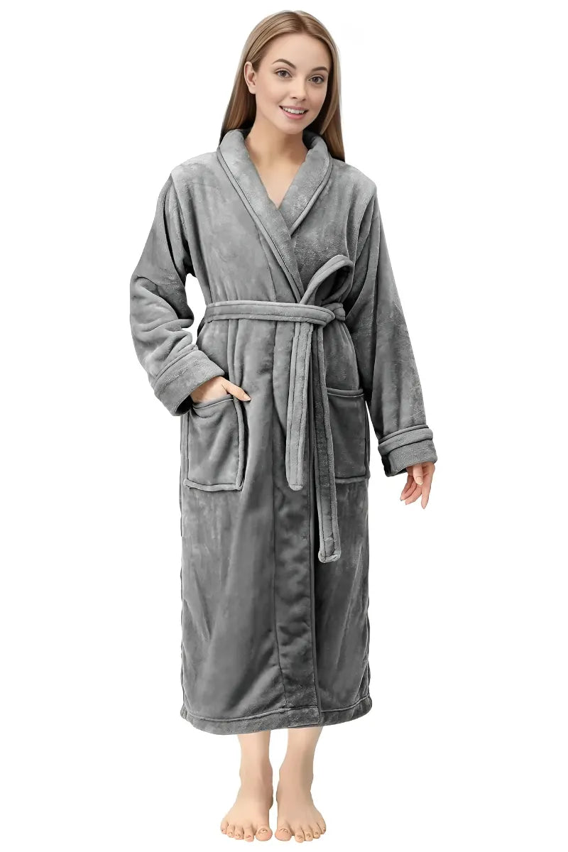 Premium Plush Serenity Fleece Bathrobe – Long Shawl Collar