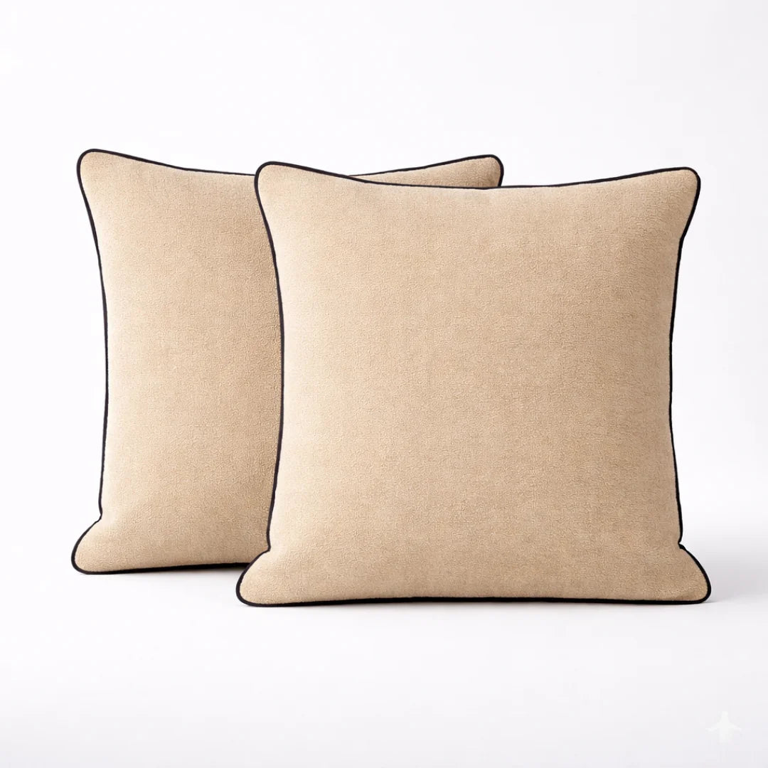Modern Terry Cushion – Soft Texture & Hidden Zip (Pack of 2)