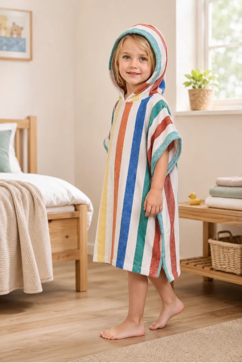 Floral Hibiscus Beach & Surf Hooded Kids Poncho (2–3 Years)
