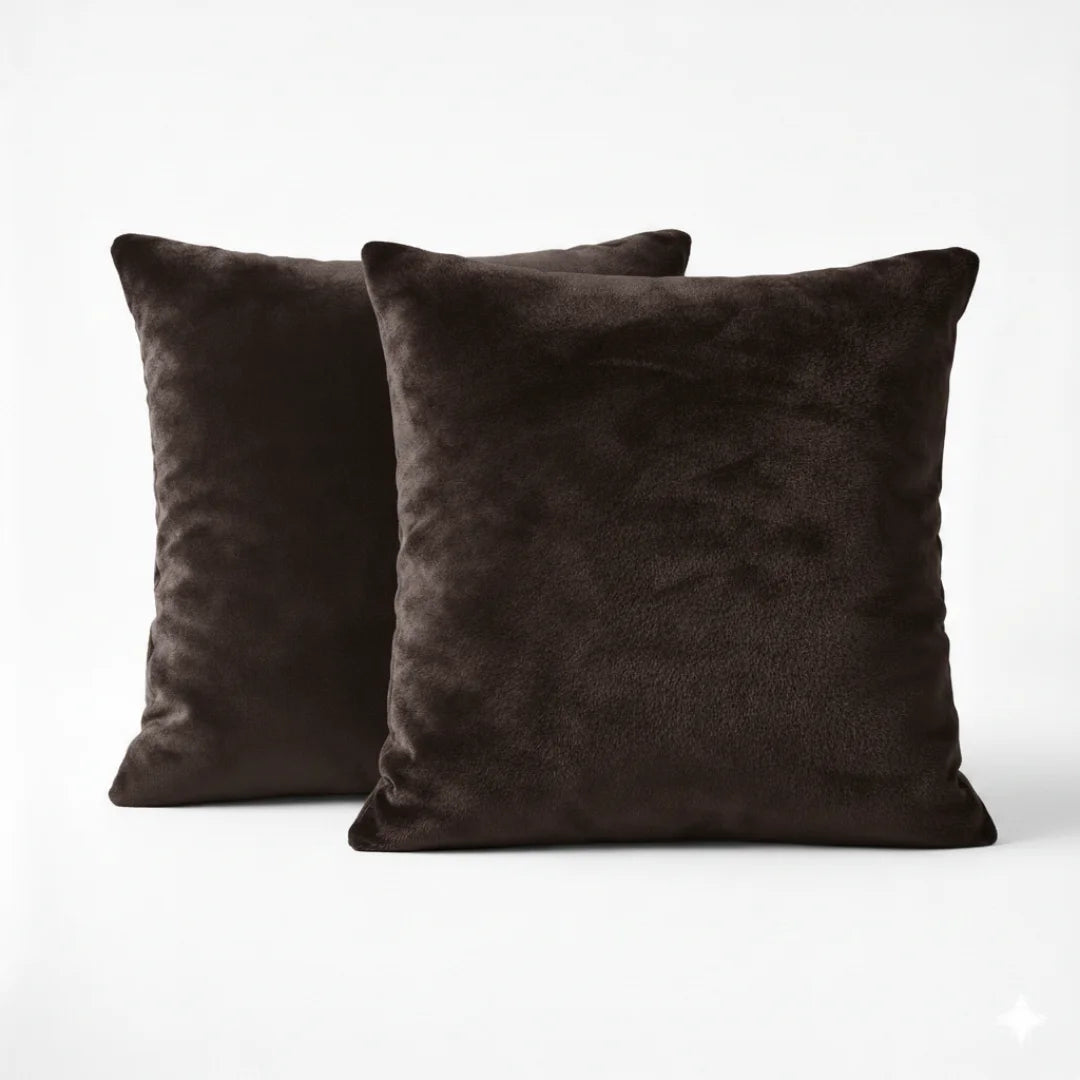 Plain Fleece Cushions – Plush Comfort with Hidden Zipper (Set of 2)