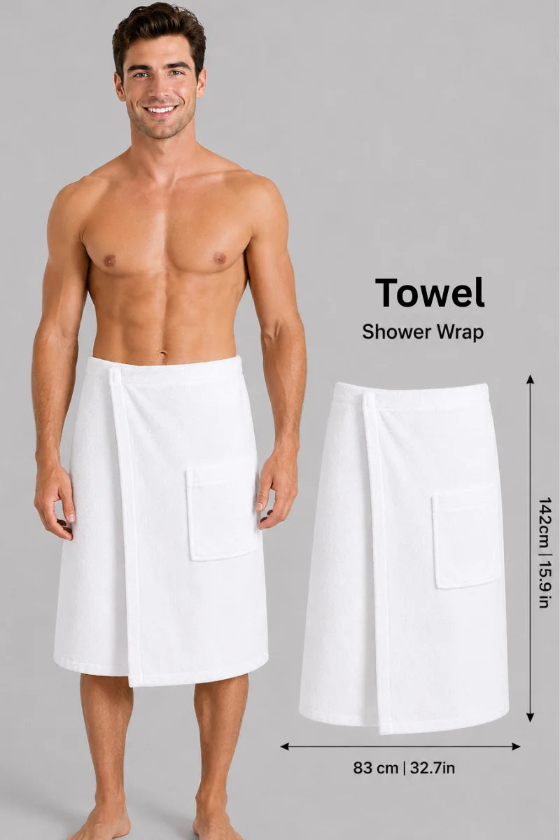 Men's Shower Wrap | Terry Fabric | Highly Absorbent | Available in 7 Colors
