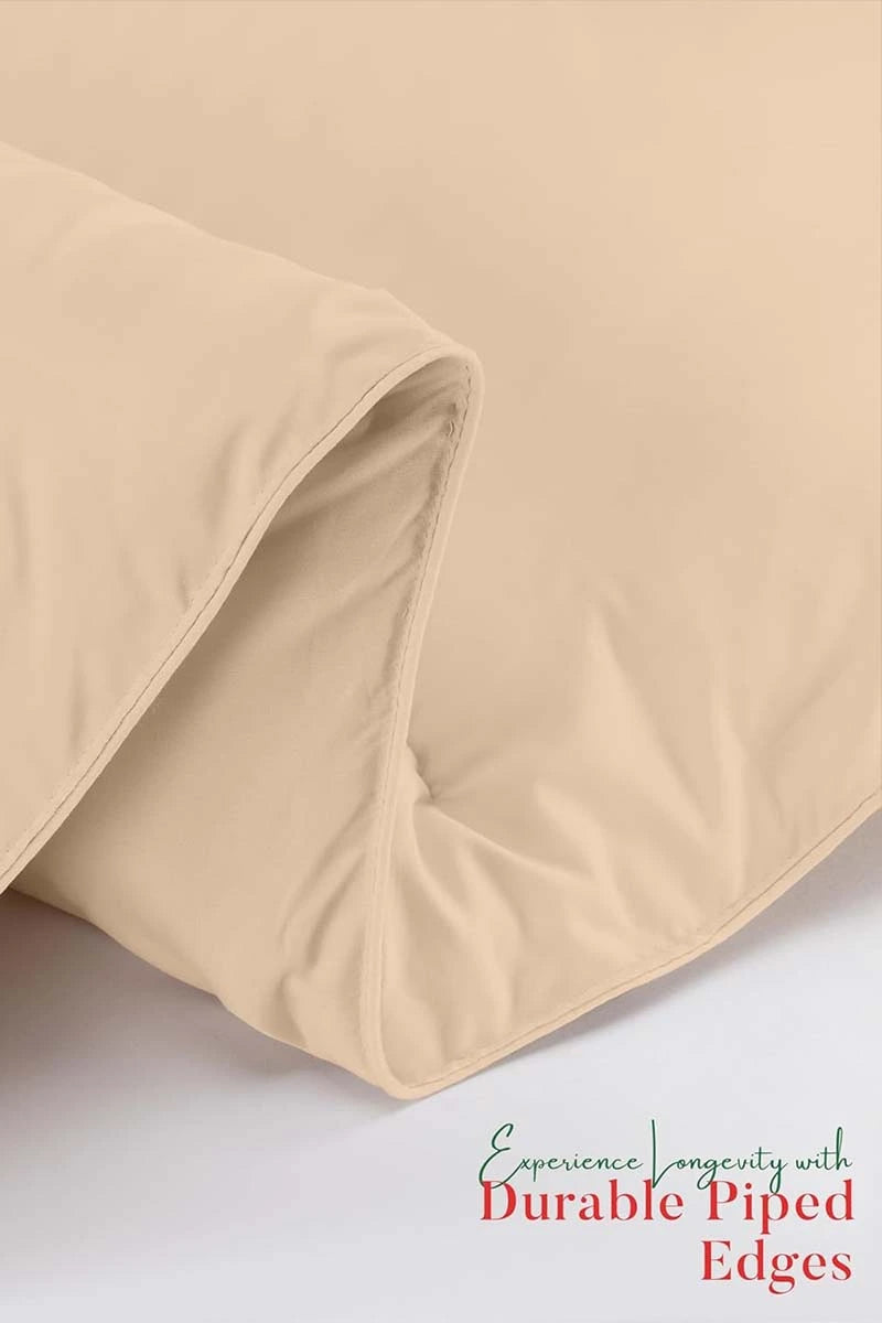 Soft Beige Quilted Comforter with Corner Tabs