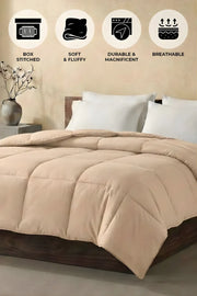 Soft Beige Quilted Comforter with Corner Tabs