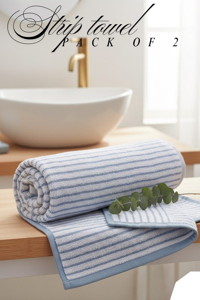 Premium Yarn Dyed Stripe Towels | Soft & Absorbent | 6 Colors Available
