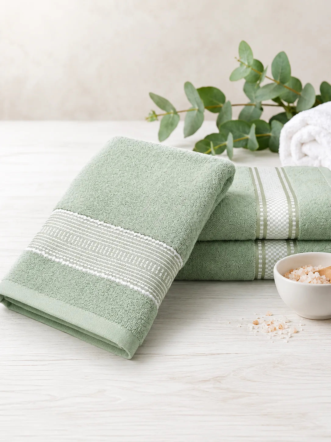 Premium Green Cotton Towels – Pack of 2 Large