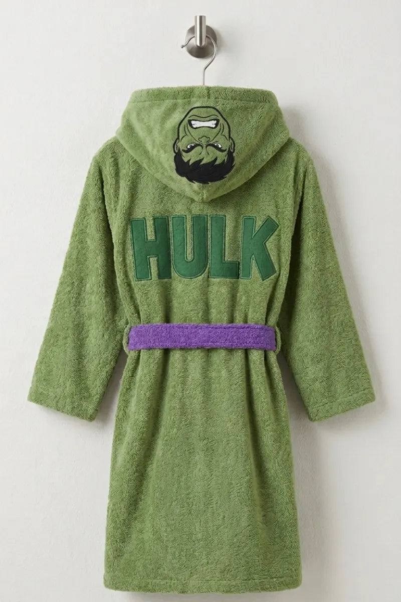 Superhero Hulk Kids Bathrobe – Soft Cotton Velvet for Boys & Girls 4-10