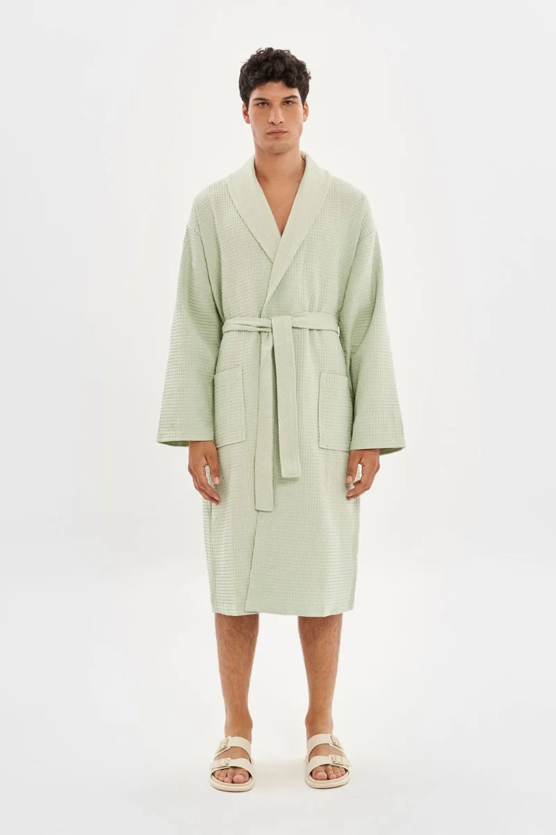 Luxurious 100% Pure Cotton Waffle Bathrobe – Soft, Absorbent & Breathable Comfort