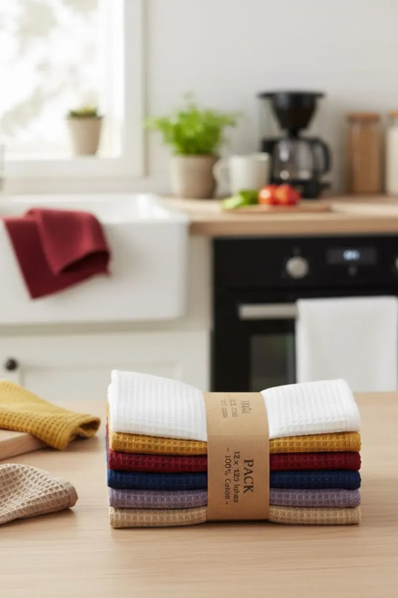 Waffle Weave Kitchen Duster 16x27 inches | 100% Pure Cotton | Multi-Color