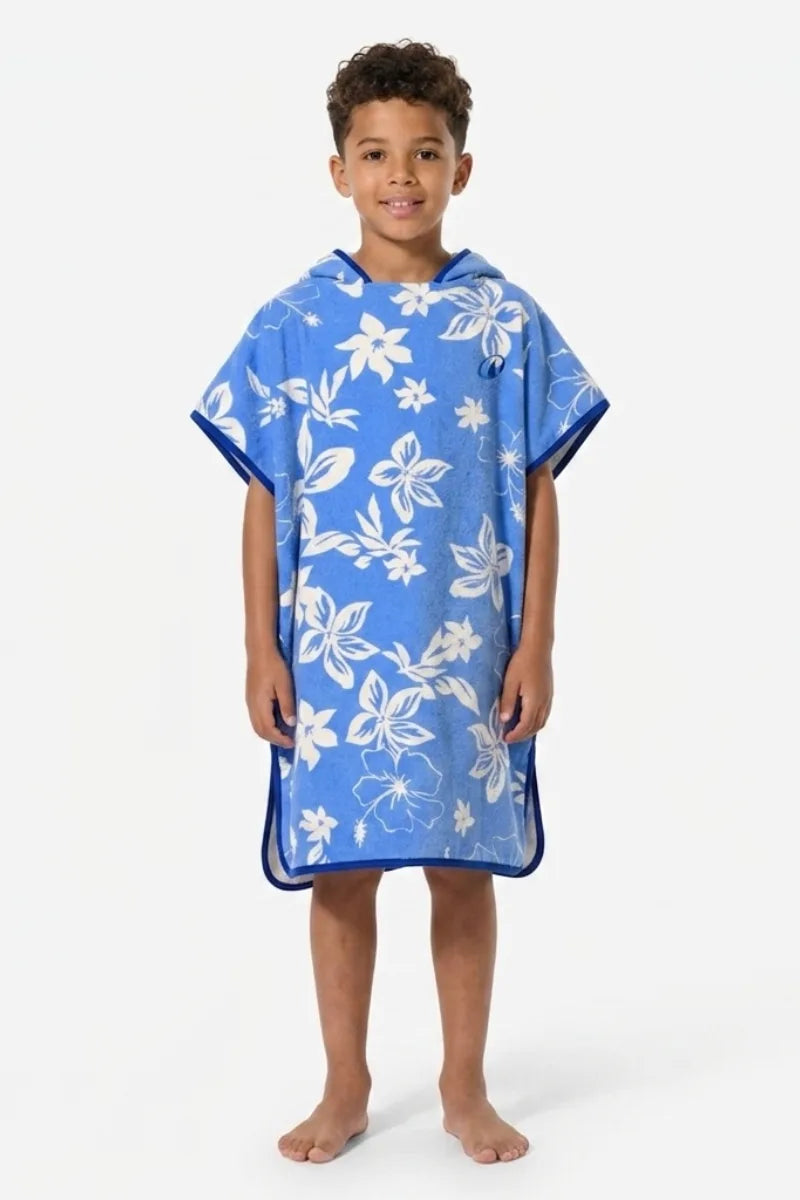 Kids Beach & Surf Hooded Poncho – Blue Biscus