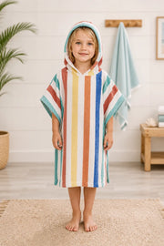 Floral Hibiscus Beach & Surf Hooded Kids Poncho (2–3 Years)