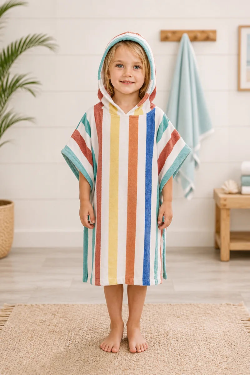Floral Hibiscus Beach & Surf Hooded Kids Poncho (2–3 Years)