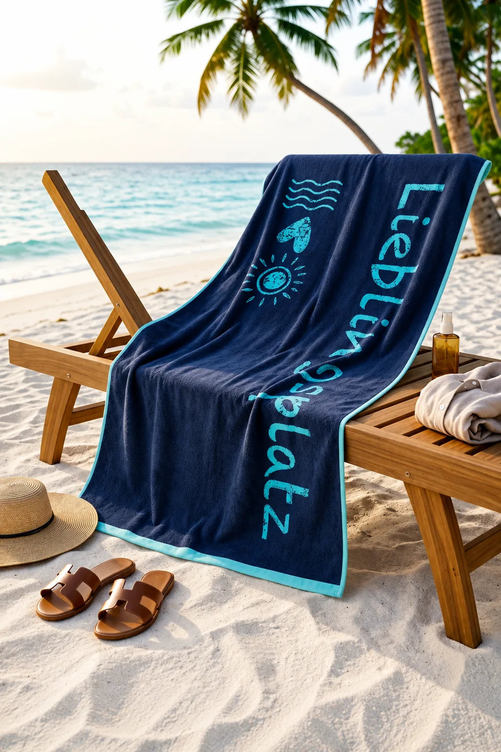 Navy Blue Printed 100% Cotton Extra Soft Bath Sheet Towel – 35 × 70 Inches