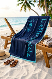 Navy Blue Printed 100% Cotton Extra Soft Bath Sheet Towel – 35 × 70 Inches