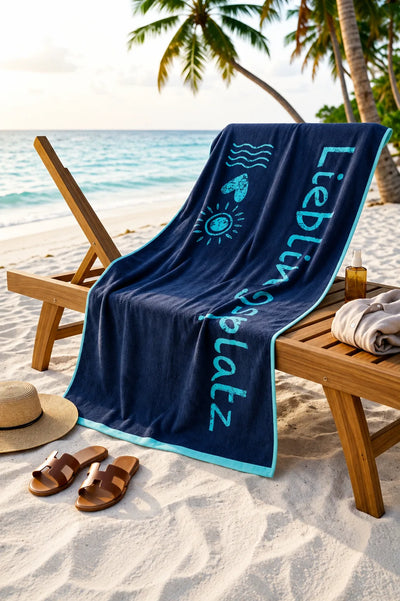 Navy Blue Printed 100% Cotton Extra Soft Bath Sheet Towel – 35 × 70 Inches