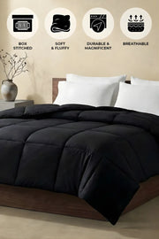 Soft Black Quilted Comforter with Corner Tabs