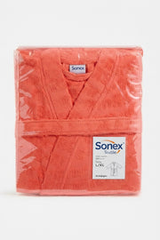 Women (Mr,s) embossed Bathrobe – Rich orange, Soft cotton , Luxurious Fit
