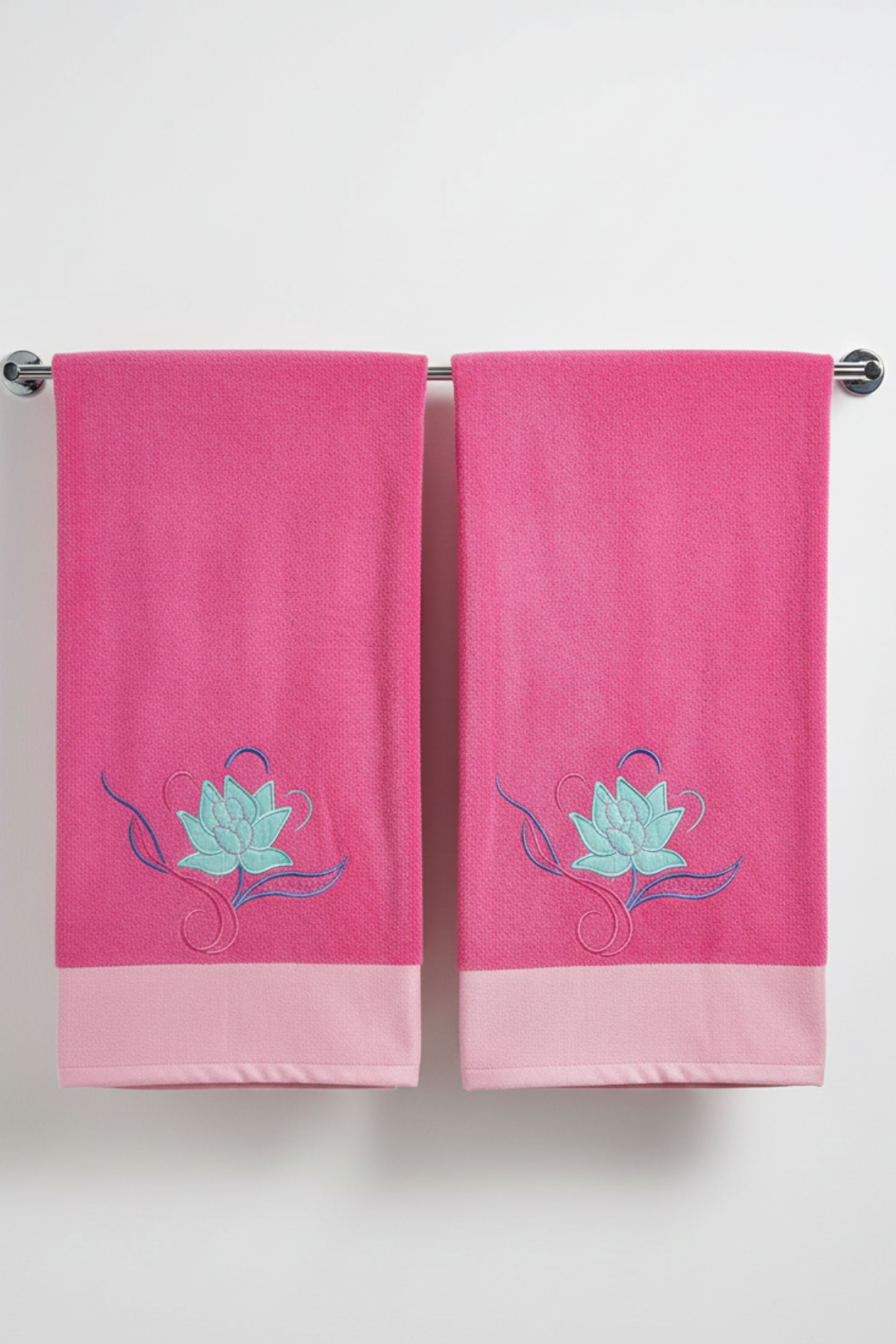 Pink Velvet Embroidery Towel | 30x60 inches | Embroidery Set