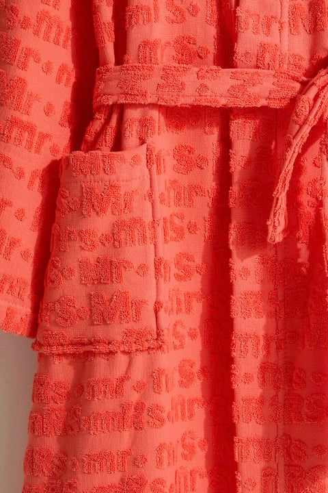 Women (Mr,s) embossed Bathrobe – Rich orange, Soft cotton , Luxurious Fit