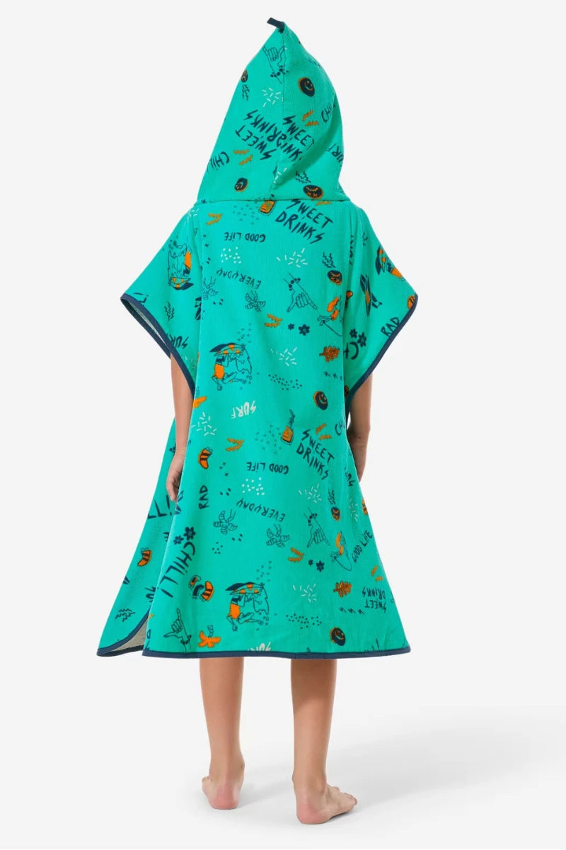 Kids Hooded Changing Poncho - Allov Green