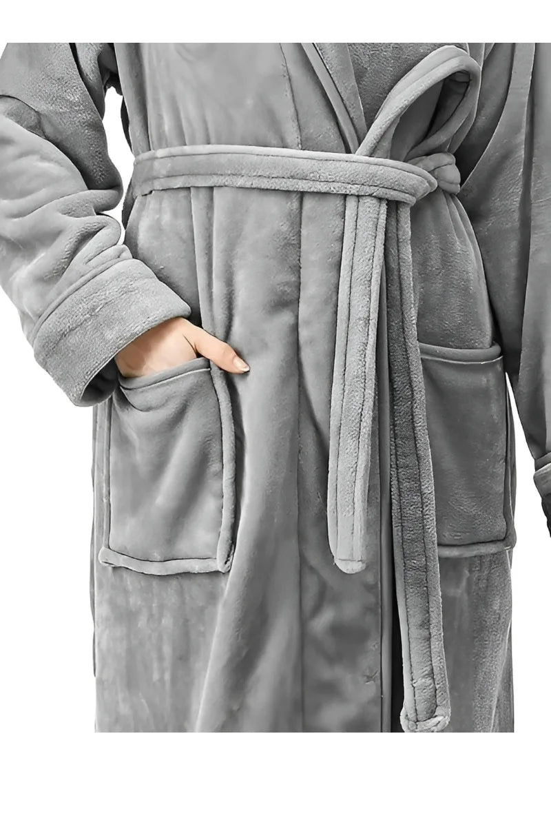 Premium Plush Serenity Fleece Bathrobe – Long Shawl Collar
