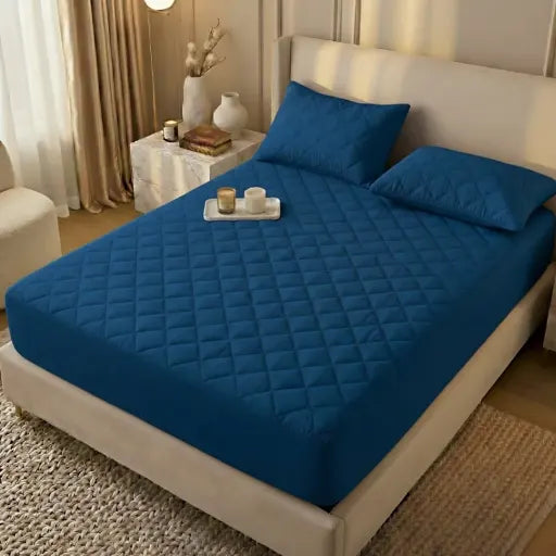 King Size Waterproof Quilted Mattress Cover + 2 Pillow Covers