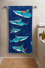Blue shark Cartoon Towel – Perfect for Toddlers & Young Children