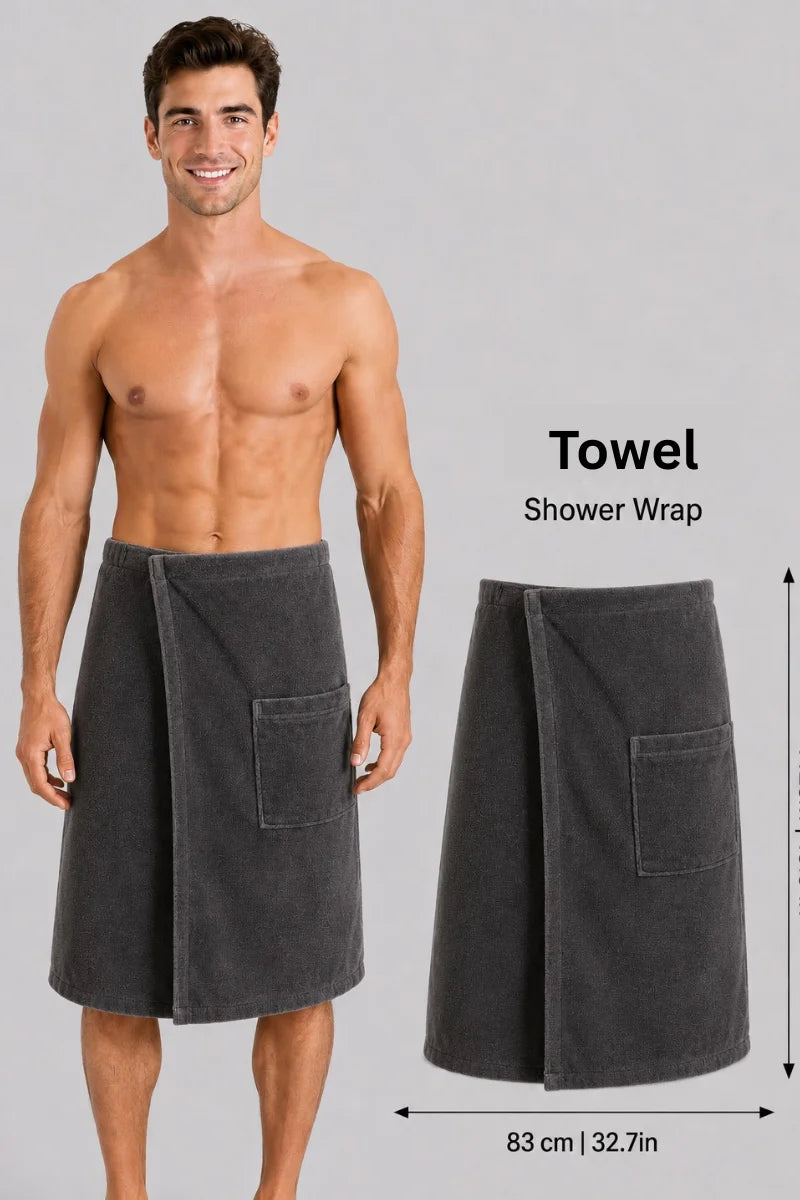 Men's Shower Wrap | Terry Fabric | Highly Absorbent | Available in 7 Colors