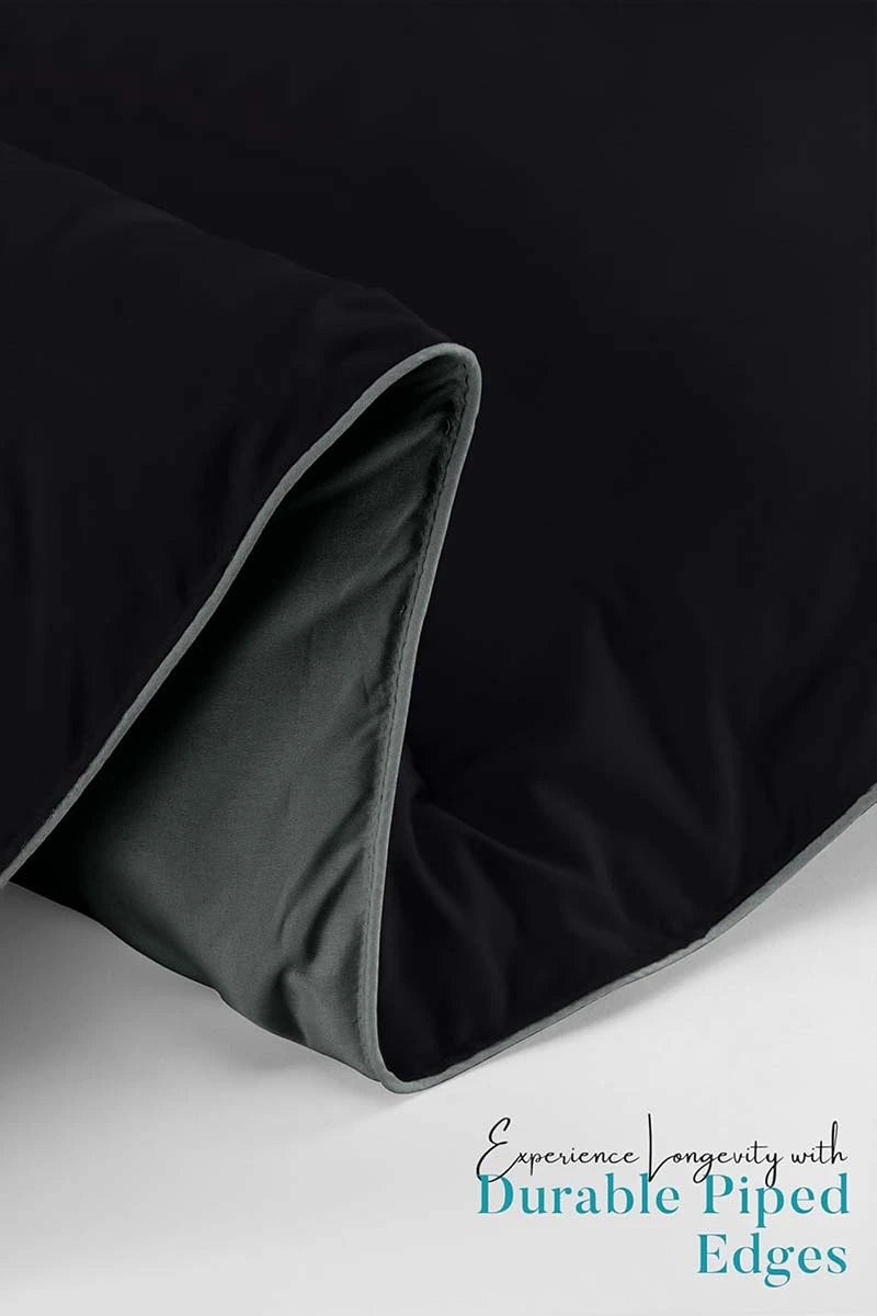 Soft Black/Gray Quilted Comforter with Corner Tabs