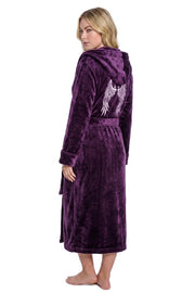 Purple Angel Embroidered Fleece Bathrobe for Women