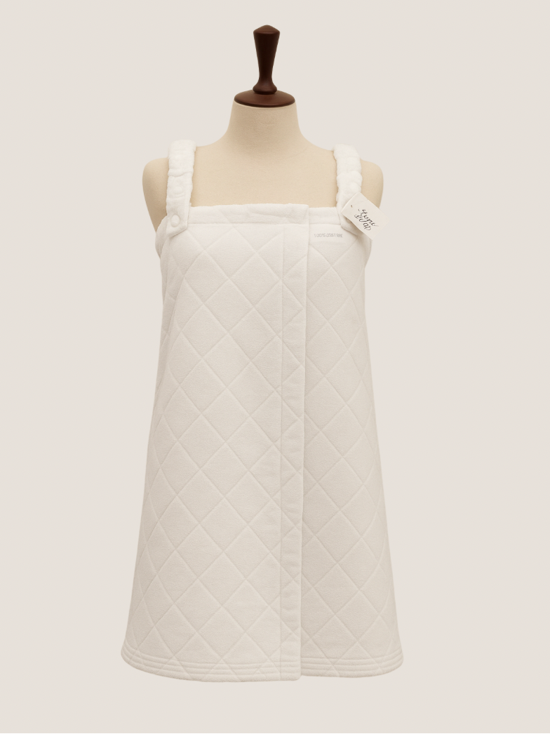 Check box Velvet Shower Wrap with strips | 100% absorption | for Ladies | pink & white