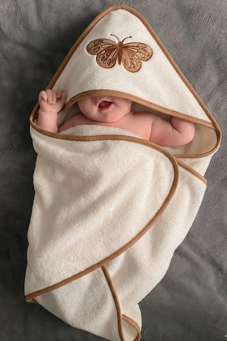 Kids Embroidered Butterfly wrapping sheet | Hooded Towel ( 1month to 2 year)