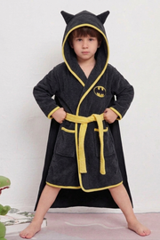 Batman Hooded Kids Bathrobe – Dark Grey & Black (Ages 4, 6, & 8)