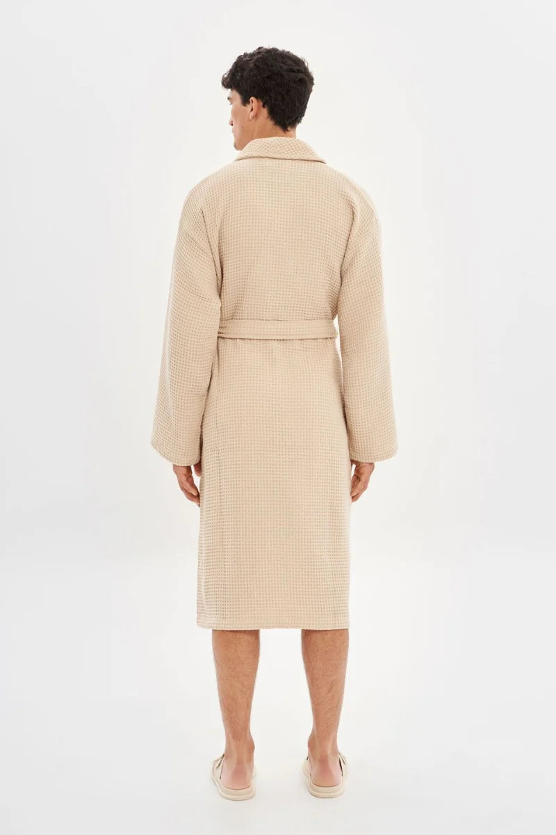 Luxurious 100% Pure Cotton Waffle Bathrobe – Soft, Absorbent & Breathable Comfort