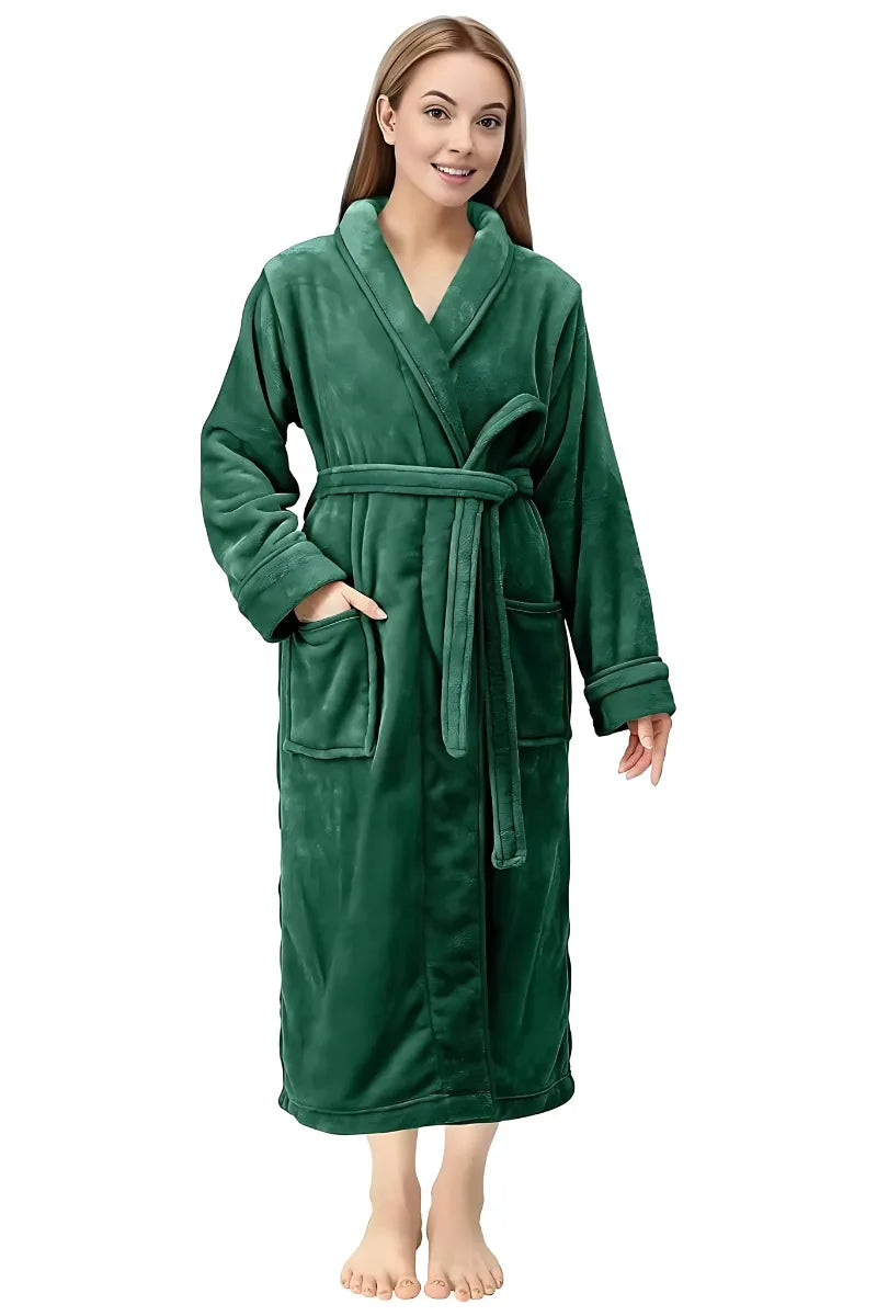 Premium Plush Serenity Fleece Bathrobe – Long Shawl Collar