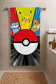 Pokémon Cartoon Kids Bath Towel with Pikachu - Soft and Absorbent Towel