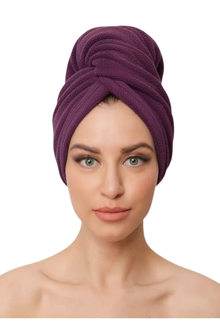 Velvet Hair Dry Cap (Turban Style) – Fast Dry, Frizz-Free & Stylish