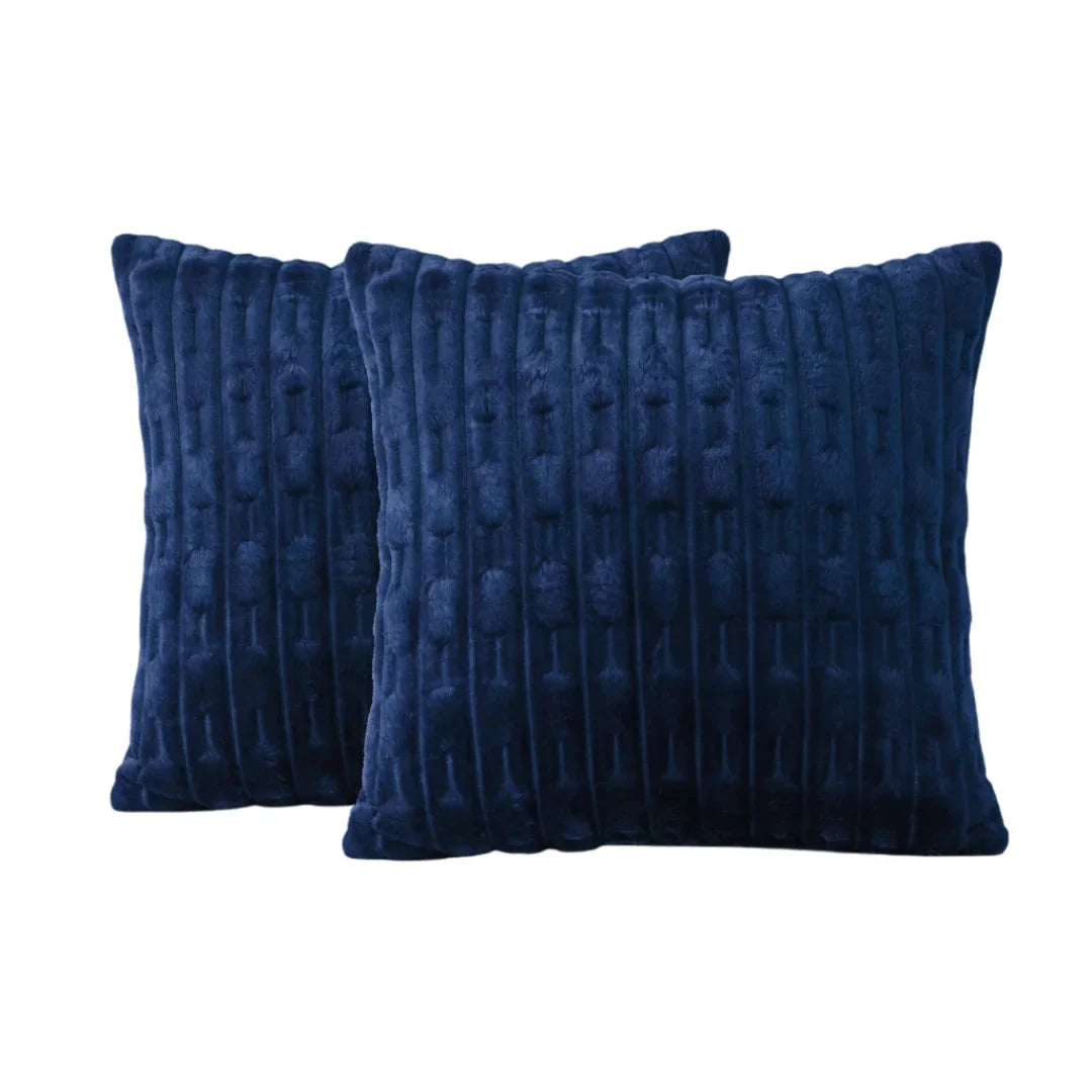 Embossed Fleece Cushion – Rich Texture & Hidden Zip (Pack of 2)