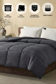 Soft Gray Quilted Comforter with Corner Tabs
