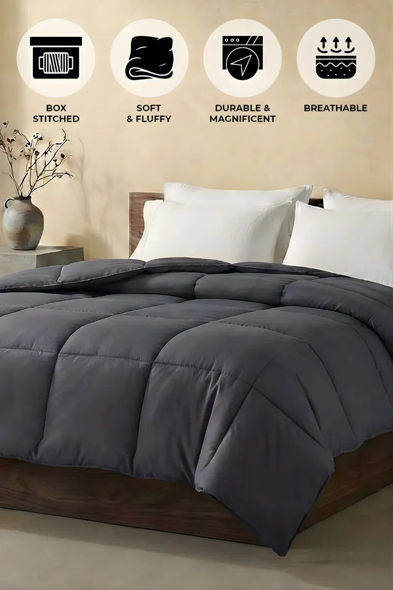 Soft Gray Quilted Comforter with Corner Tabs