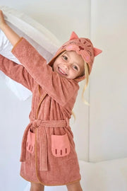 New Cat Hooded Kids Bathrobe – ORANGE (Ages 4 to 8)