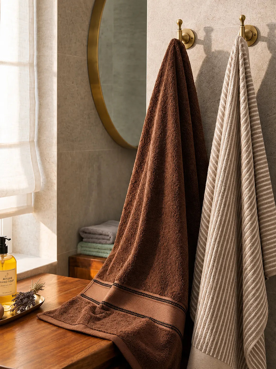 Pack of 2 Premium Brown Cotton Bath Towels – Large 27 × 54 Inches