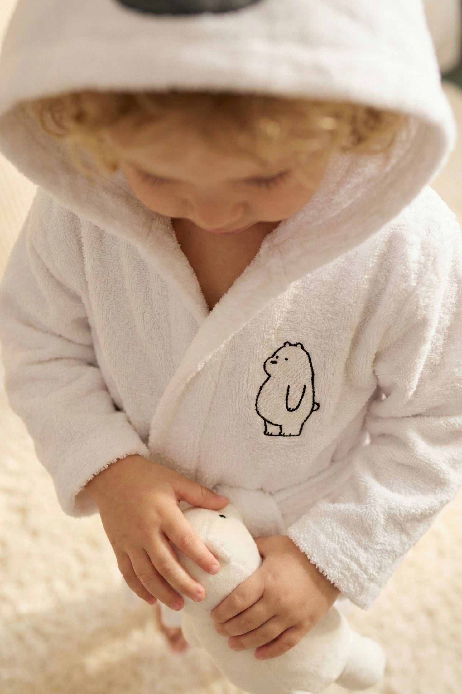 ICE BEAR Kids Bathrobe – White bear (Ages 2 - 4 - 6)