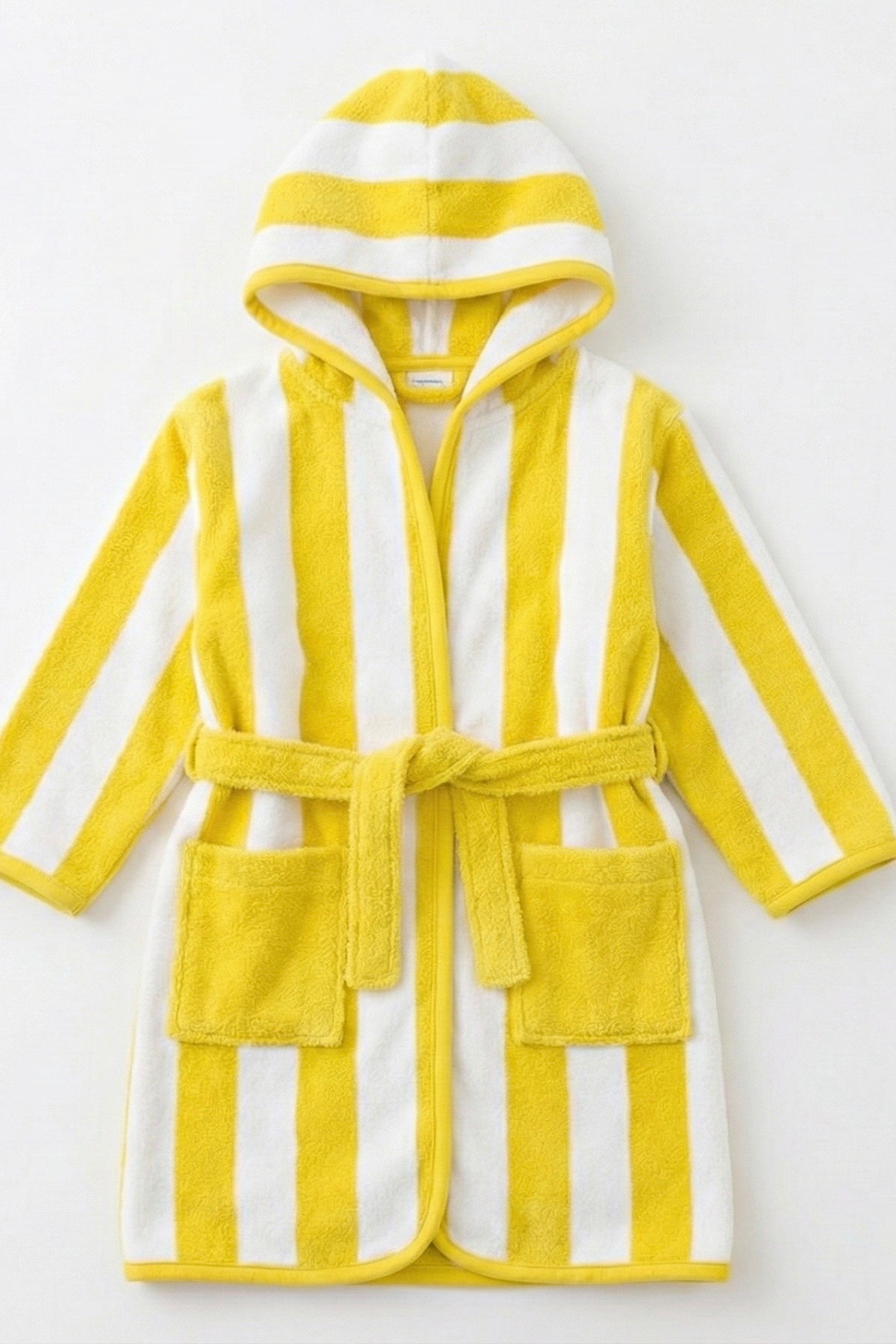 Yellow strip Hooded Kids Bathrobe – yellow (Ages 9 Months to 3 Years)