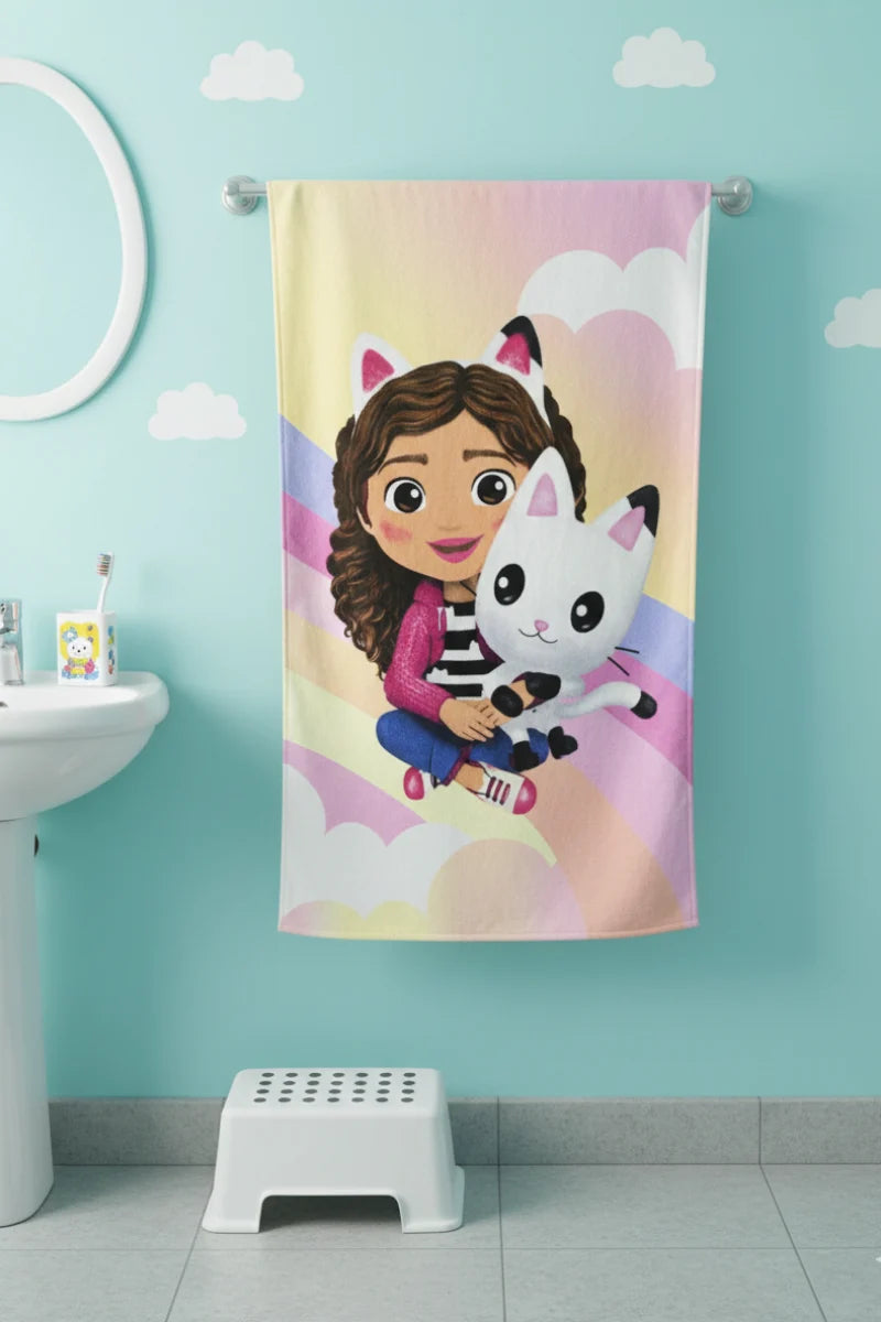Cute Girl Soft Kids Cartoon Towel | printed towel