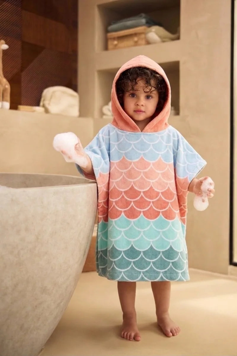 Beach & Surf Hooded Kids Poncho – Floral Biscus for 2-3 years