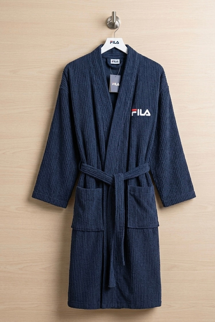 Kimono Branded cotton Bathrobe  |cream & navy blue | couple gift