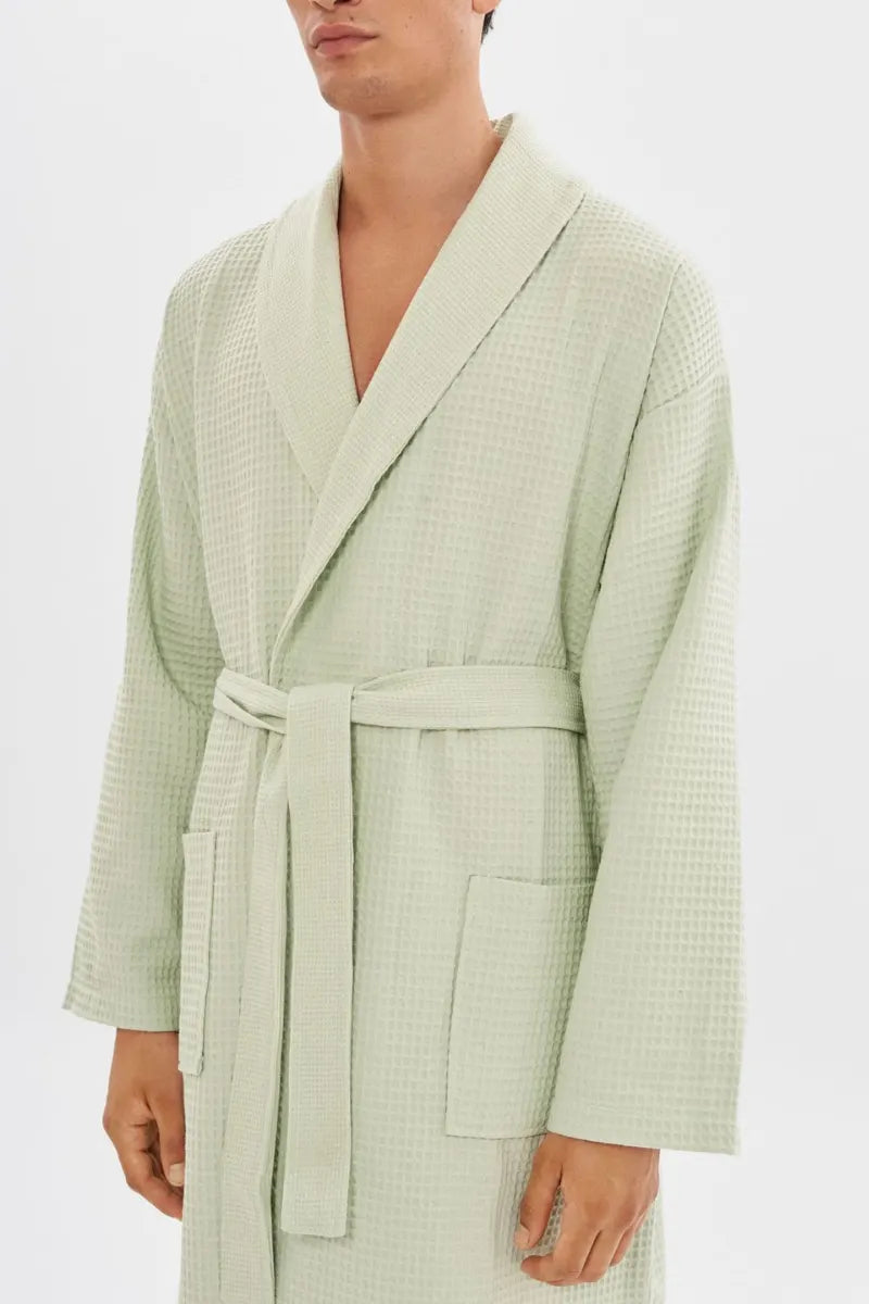 Luxurious 100% Pure Cotton Waffle Bathrobe – Soft, Absorbent & Breathable Comfort